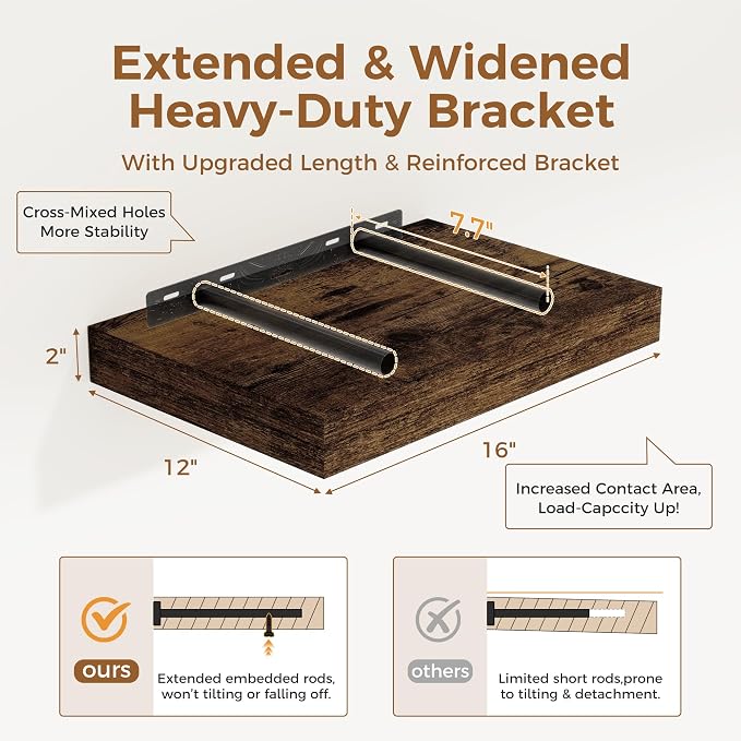 12 Inch Deep Floating Shelves, 16 x 12 Floating Shelf - Image 3