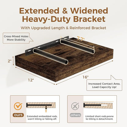 12 Inch Deep Floating Shelves, 16 x 12 Floating Shelf - Image 3