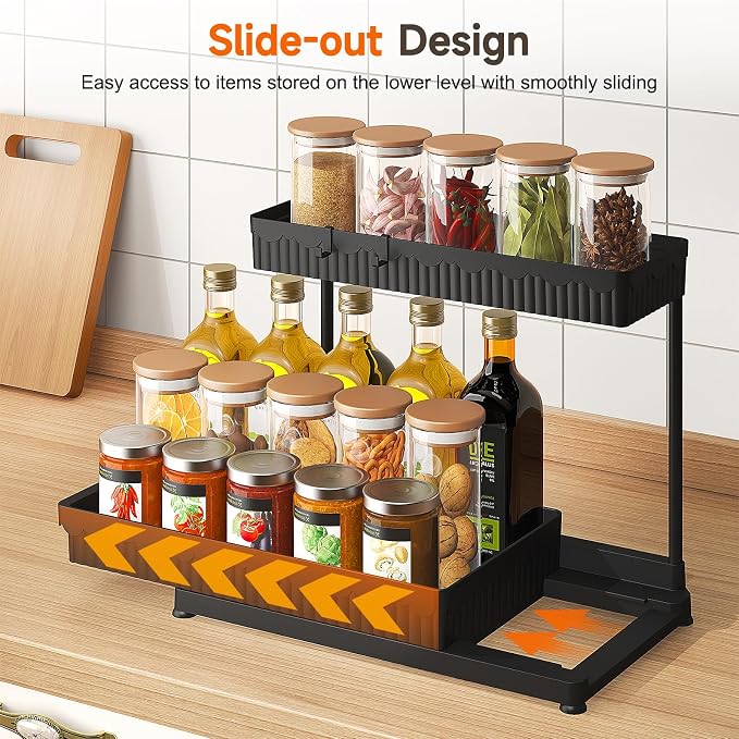 Sevenblue 3 Pack Multi-Purpose Pull-Out Storage Organizers, 2-Tier L-Shaped - Image 3