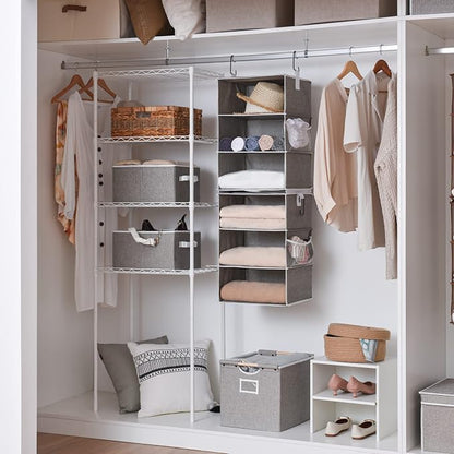 StorageWorks 6-Shelf Jumbo Closet Organizers, Two 3-Shelf Separable Hanging - Image 8