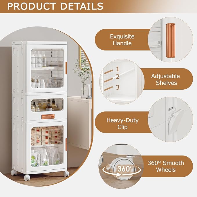 VECELO 3-Tier Narrow Bathroom Storage Cabinet - Image 6