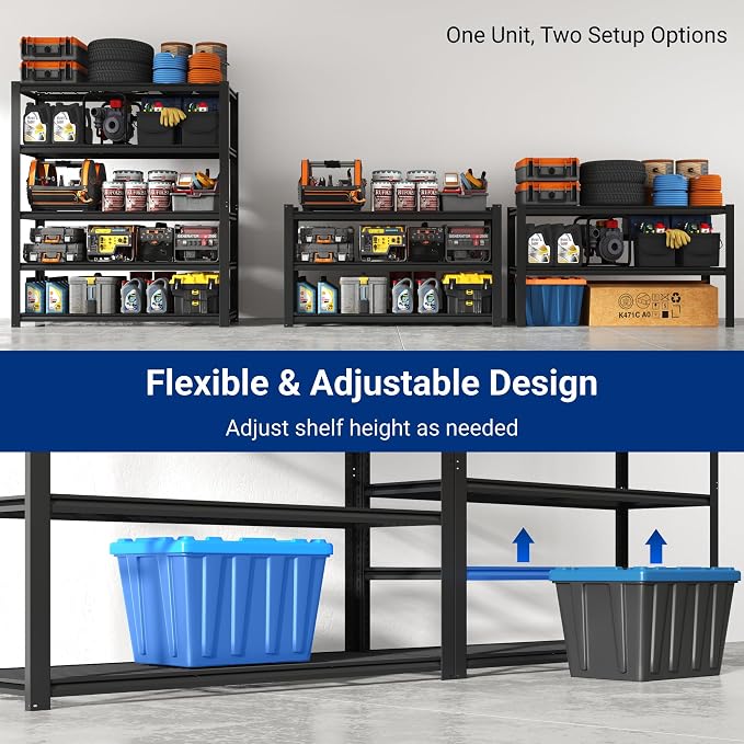 FLEXIMOUNTS 60" W Garage Shelving, 5 Tier Storage Shelves Load 1500LBS - Image 4