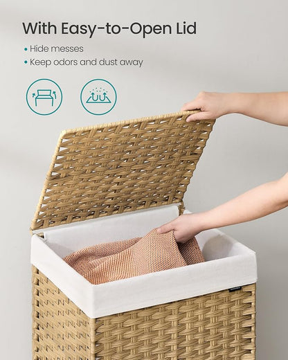SONGMICS Laundry Hamper with Lid, 31.7 Gallons, Rolling Laundry Basket with - Image 3