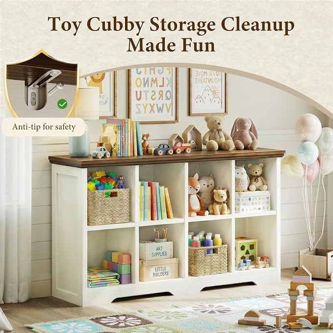 OffiGo 8 Cube Organizer Bookcase, Modern Farmhouse Open Shelf - Image 8