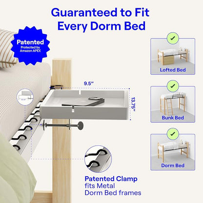 BedShelfie Wood Bedside Shelf for Bunk Bed & Top Bunk, College Dorm Room - Image 2
