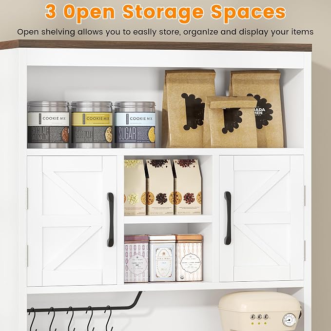Saudism 70" Tall Farmhouse Kitchen Pantry Cabinet, Wooden Storage Cupboard - Image 6