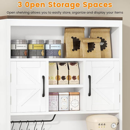 Saudism 70" Tall Farmhouse Kitchen Pantry Cabinet, Wooden Storage Cupboard - Image 6