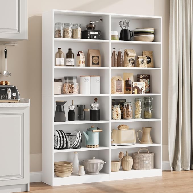 FACBOTALL Bookshelf and Bookcase, 6-Tier Double Wide Bookshelves, Freestanding - Image 6