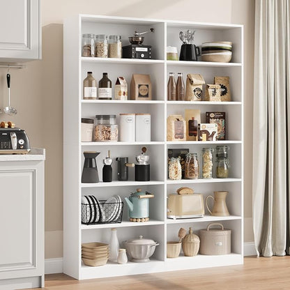 FACBOTALL Bookshelf and Bookcase, 6-Tier Double Wide Bookshelves, Freestanding - Image 6