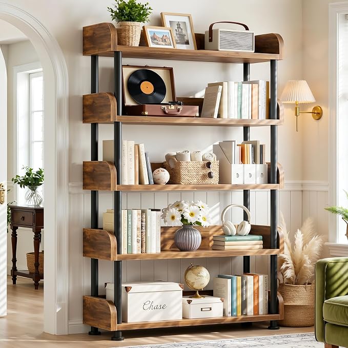 Aheaplus 5-Tier Tall Open Bookshelf, 31.5" Modern Display Bookcase by Aheaplus