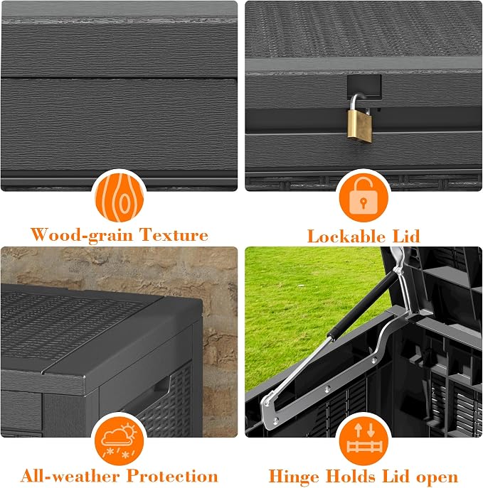 100 Gallon Outdoor Storage Box Waterproof, Resin Deck Box Doubles as 2-Person - Image 3