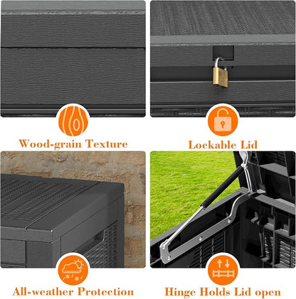 100 Gallon Outdoor Storage Box Waterproof, Resin Deck Box Doubles as 2-Person - Image 3