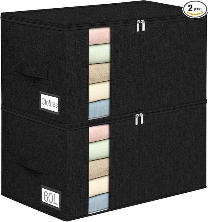 60L Comforter Storage Bag, Sturdy Construction Blanket Storage Bin by Boailydi