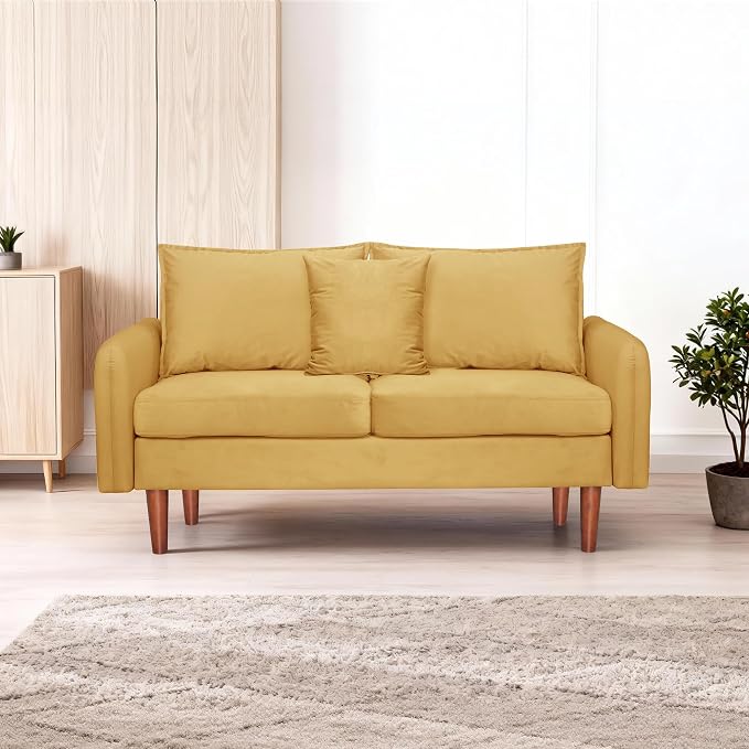 56.1" Round armrest Velvet Loveseat Sofa, mid-Century Modern Style, Luxurious - Image 6