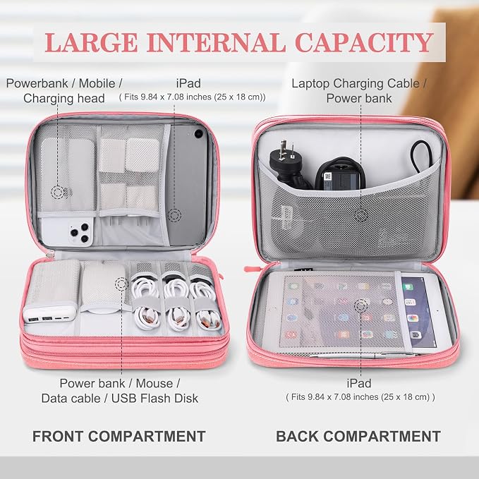 FYY Electronic Organizer, Extra Large Travel Cable Organizer Bag Pouch Portable - Image 3