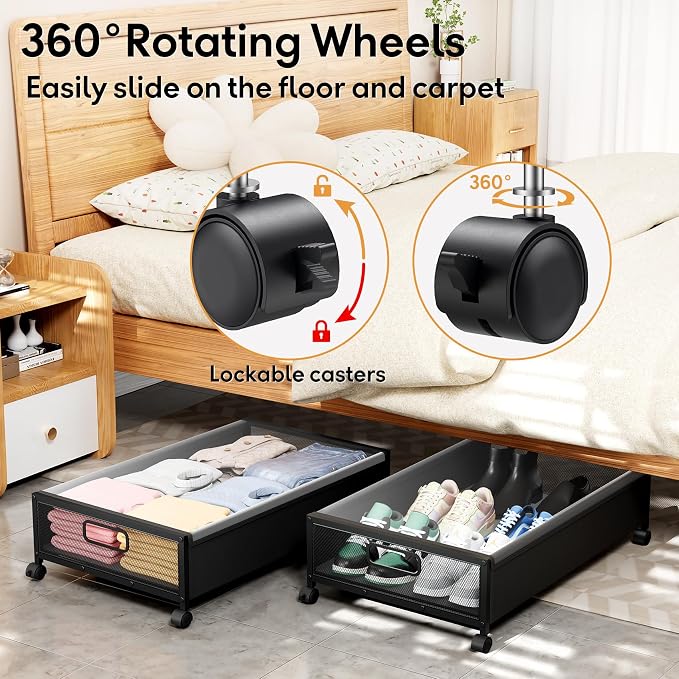 Under Bed Storage with Wheels，1 Pack Under Bed Storage Containers, Underbed - Image 4