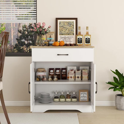 Panana Wooden Cabinet 1 Drawer and 2 Doors Storage Cupboard Coffee Bar - Image 4