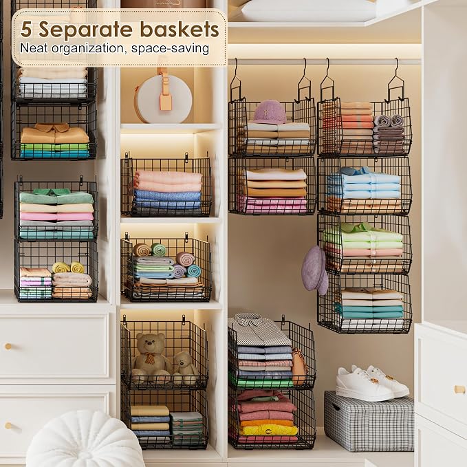 Capacity Upgrade Edition Deeper 4'' 5 Tier Foldable Hanging Closet Organizer - Image 4