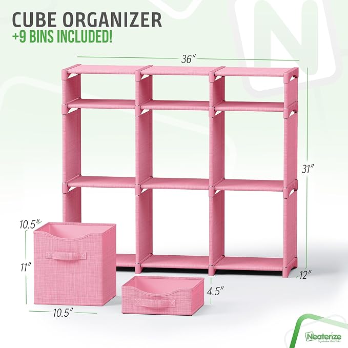 9 Cube Closet Organizers And Storage | Includes All Storage Cube Bins | Easy To - Image 3