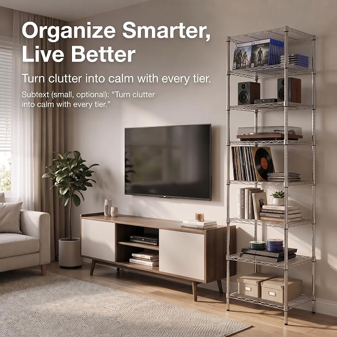 Finnhomy Heavy Duty 8 Tier Wire Shelving, Pantry Shelves - Image 4