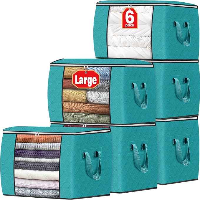 Fab totes 24 Gallons Clothes Storage, Foldable Thick Fabric Blanket Storage Bags by Fabtotes