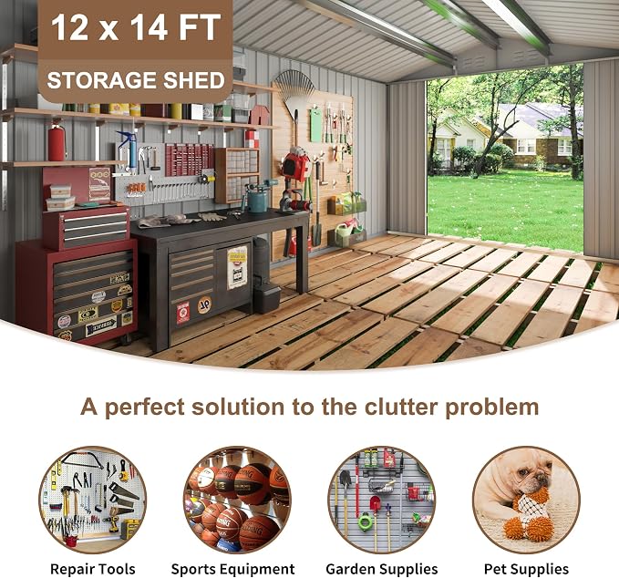 Polar Aurora 12x14 FT Outdoor Storage Shed | Garden Shed - Image 4
