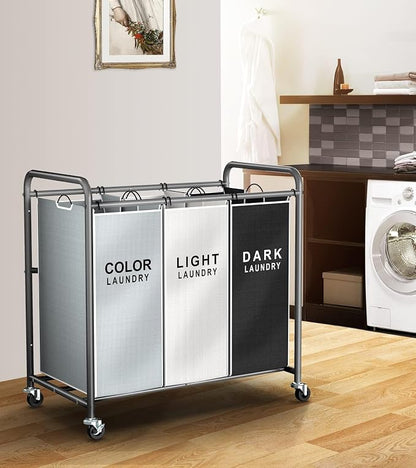 ROMOON Laundry Sorter Hamper 3 Section, Divided Laundry Basket Organizer - Image 2
