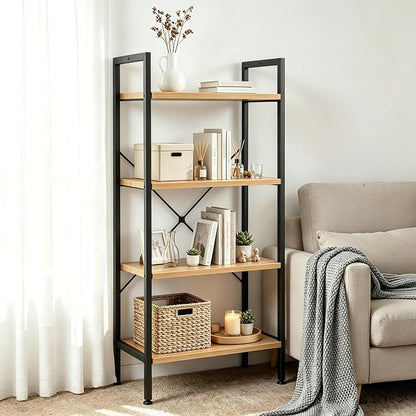 HealSmart 4 Tier Bookshelf, Free Standing Book Shelf Home Office Bookcase Shelf - Image 6