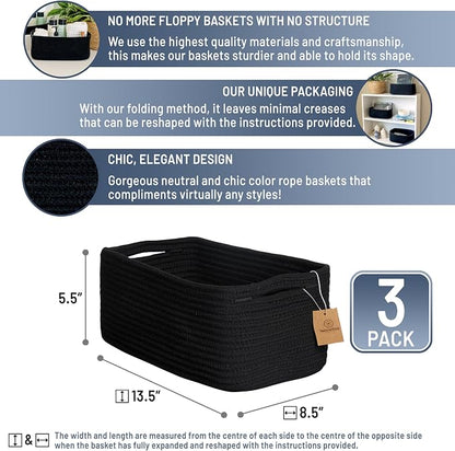 NaturalCozy 13.5”x8.5”x5.5” Rectangle Storage Baskets - Image 2