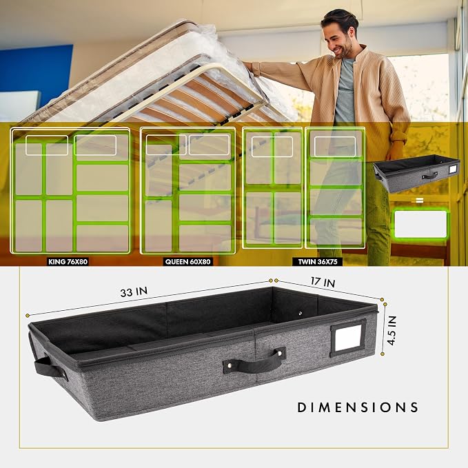 HOMELUX THEORY 2pc Low Profile Under Bed Storage Containers, Thin Under Couch - Image 2
