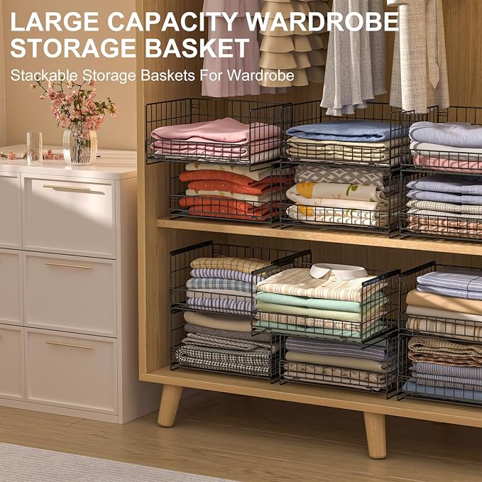 4-Tier Sliding Closet Organizers and Storage Shelves, Stackable Closet Shelf - Image 2