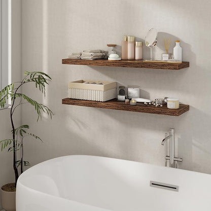 40 Inch Floating Shelves Set of 2, 8 Inch Deep Wall Shelf, Rustic Wood Storage - Image 2