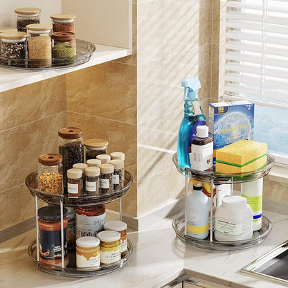 LAMU 2 Pack 2 Tier Lazy Susan Turntable Organizer 9.25'' Rotating Spice Rack - Image 7