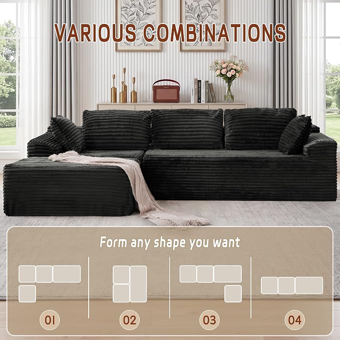 Korser 108" L-Shaped Modular Sectional Sofa - Image 3