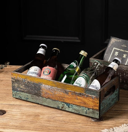 TIMRIS Farmhouse Distressed Wooden Storage Box, Rustic Bathroom Decor Box - Image 4