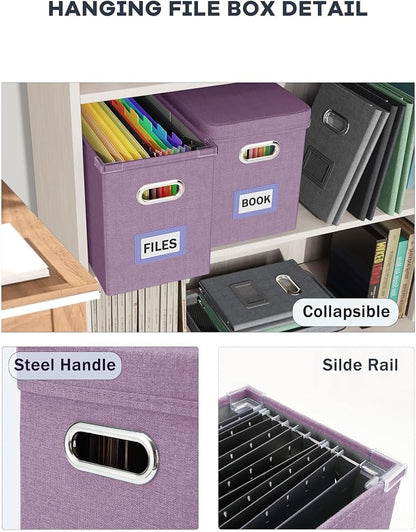File Organizer with Lid, Hanging Filing Box with Mesh Pocket, Document Organizer - Image 5