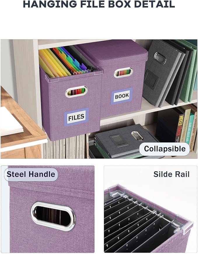 File Organizer With Lid, Hanging Filing Box With Mesh Pocket, Document Organizer - Image 5