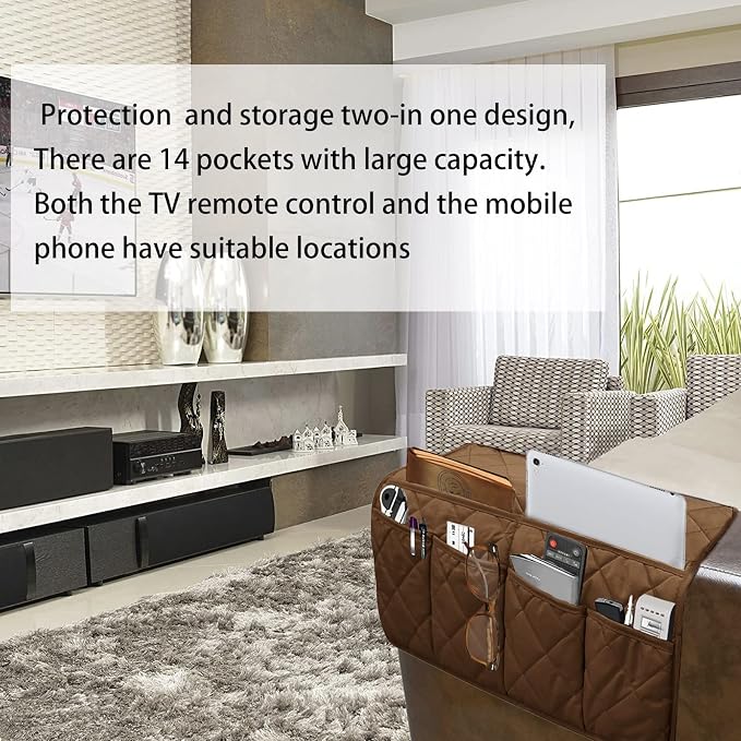 Armchair Caddy, Non Slip Sofa Armrest Organizer, Couch Armrest Remote Control - Image 5