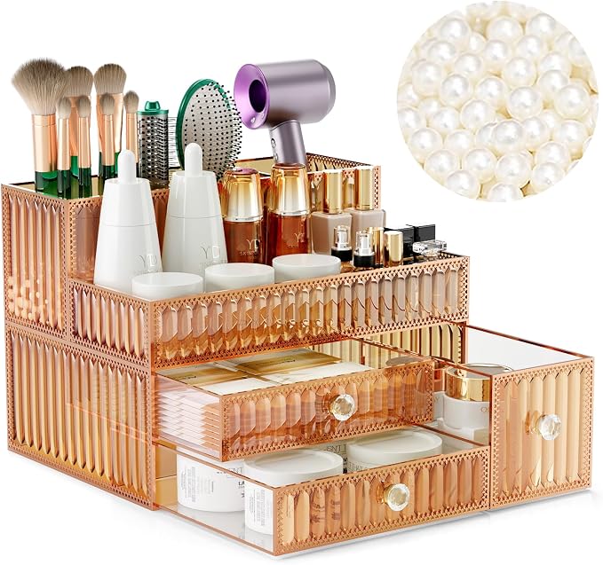 Youdepot Golden Tempered Glass Vanity Organizer by Youdepot