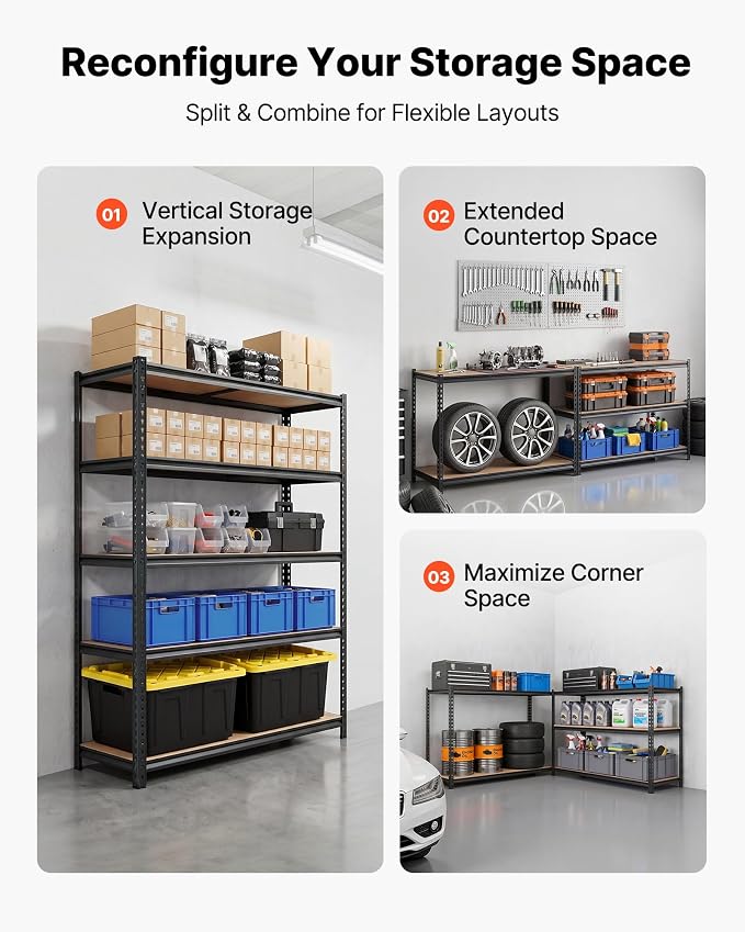 VEVOR Storage Shelves, 5-Tier Adjustable, 3000 lbs Capacity Heavy Duty | - Image 5