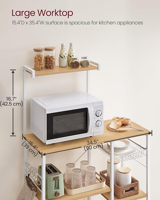 VASAGLE Baker's Rack, Microwave Stand, Kitchen Storage Rack - Image 3
