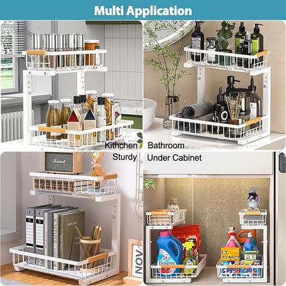 Liuoud Under Sink Organizer 2 Pack, 2 Tier Slide Out Large Capacity Height - Image 8