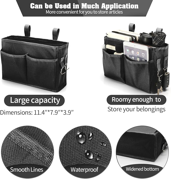 Bseash Bunk Bed Organizer, Bedside Caddy Hanging Bed Organizer Storage Bag - Image 3
