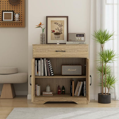 Panana Wooden Cabinet 1 Drawer and 2 Doors Storage Cupboard Coffee Bar - Image 4