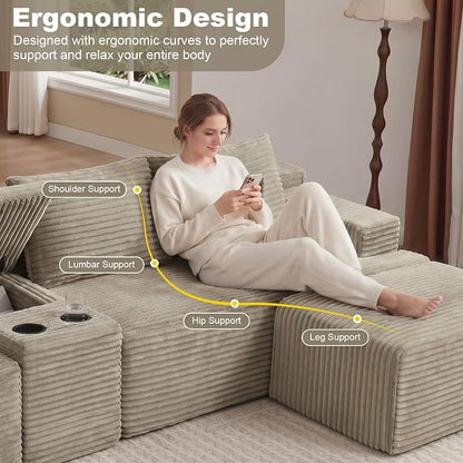 GNIXUU 140.6" Oversized U Shaped Boneless Sectional Couches - Image 8
