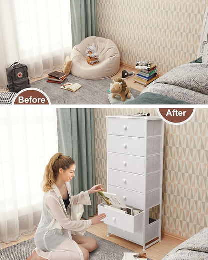 Fabric Dresser for Bedroom, 7-Drawer Tall Vertical Storage Tower | Wooden Top - Image 5