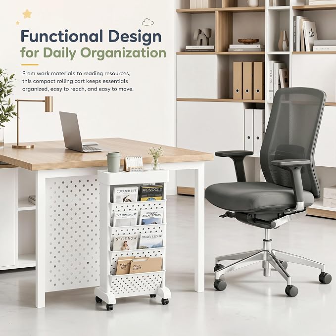 5-Tier Rolling Bookshelf Cart - Image 5