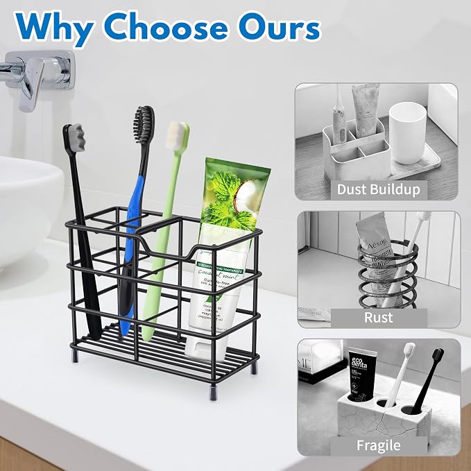 Urbanstrive 304 Stainless Steel Bathroom Toothbrush Holder Toothpaste Holder - Image 8