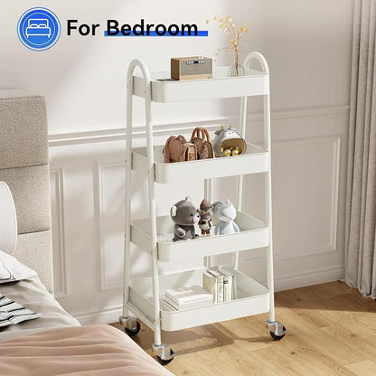 OLIXIS Metal 4 Tiers Utility Rolling Cart, Mobile Storage Shelf - Image 7
