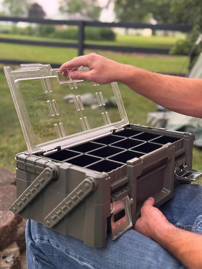 18" Cantilever Tool Box Organizer, Olive Green Heavy-Duty Tool Storage Box | 18 - Image 4